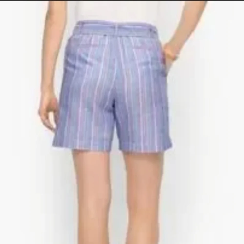 TALBOTS WOMEN'S LINEN STRIPPED SHORTS WITH TIE BELT SIZE 4P